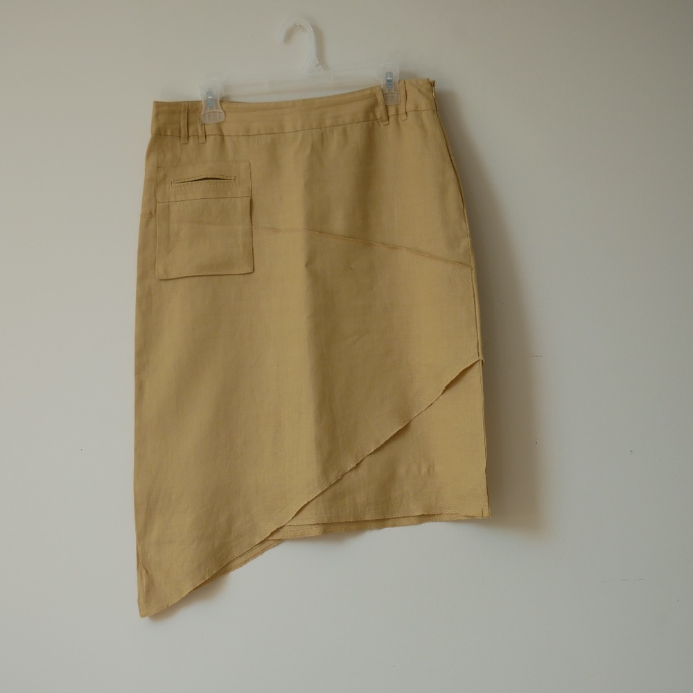 Mustard Asymmetrical Linen Skirt